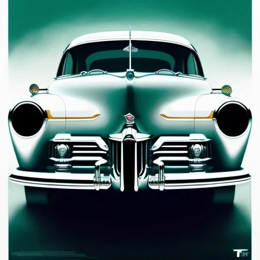 fullbody Drawing of '1948 Tucker Torpedo',intricate detail,by andrea bonelli,Kilian Eng,Ohrai,evan lee,three quarters view, toned colors,16k