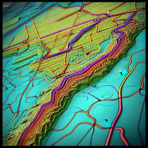 colored pins positioned throughout a topographic map, roads and highways, desaturated colored map, highly detailed, intricate design, smooth, realistic render, Artstation, smooth, sharp focus, illustration, artgerm