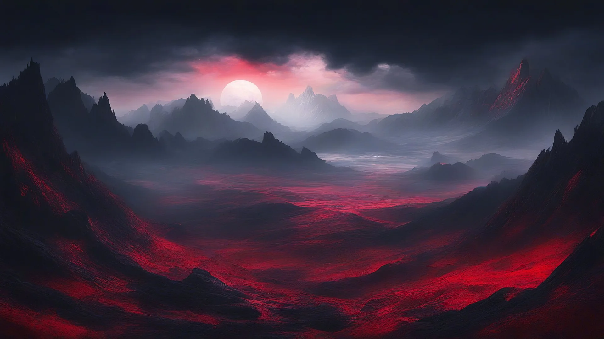 underworld background, dark red, dark color, mountain, tree