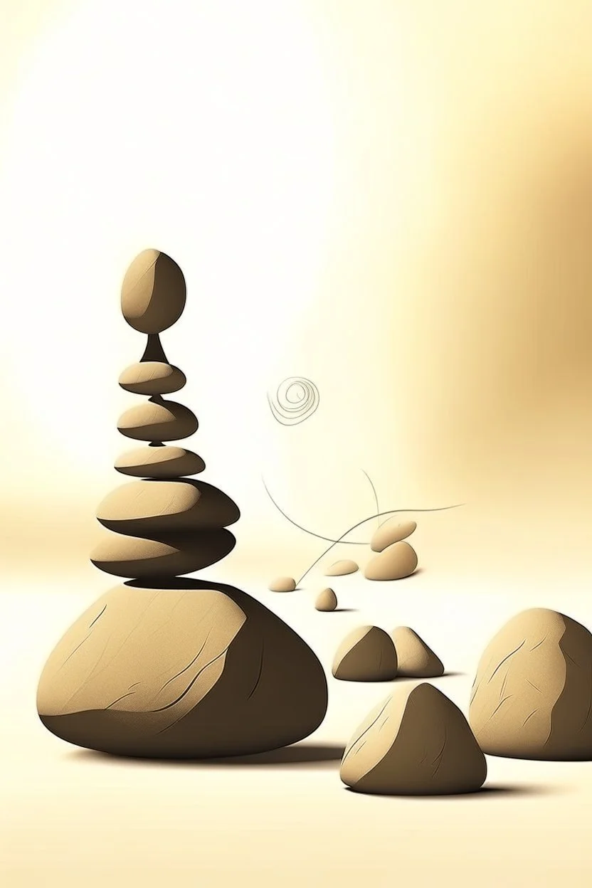 delicate background with spa stones and a bamboo stem, sand in the background, a silhouette of a girl in a yoga pose sitting on the stones, photorealistic photo