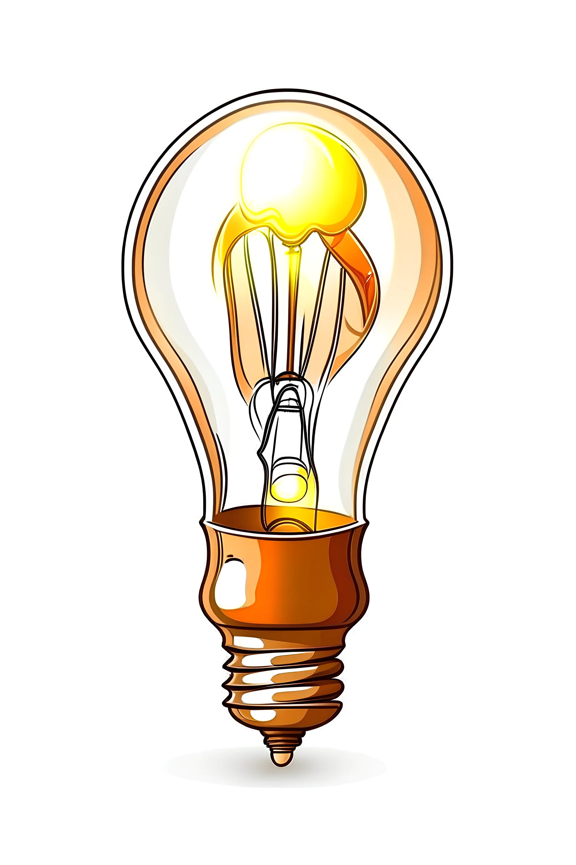 Full picture art for one lamp bulb , white background, cartoon style, no shadows.