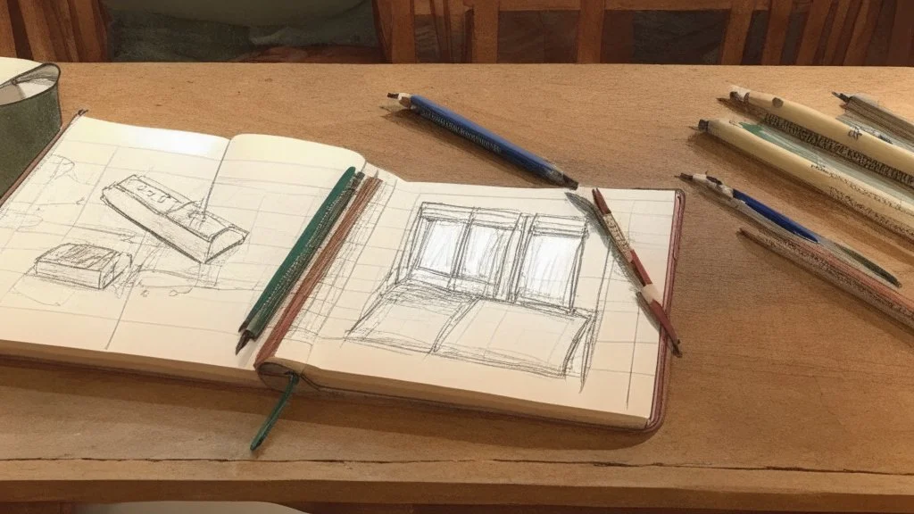 open sketchbook on a table