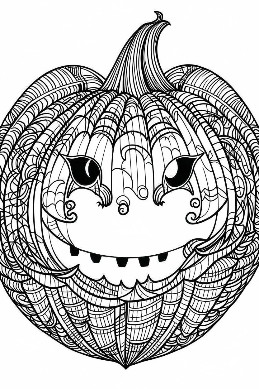 Jack o lantern. Outline, sketch style, only use outline, mandala style, clean line art, white background, no shadows, no clear wall, coloring page.