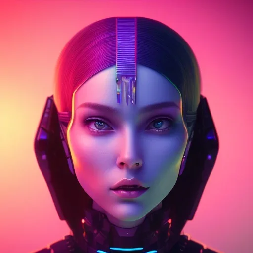 A beautiful portrait of a cute cyberpunk apple purple blue color scheme, high key lighting, volumetric light