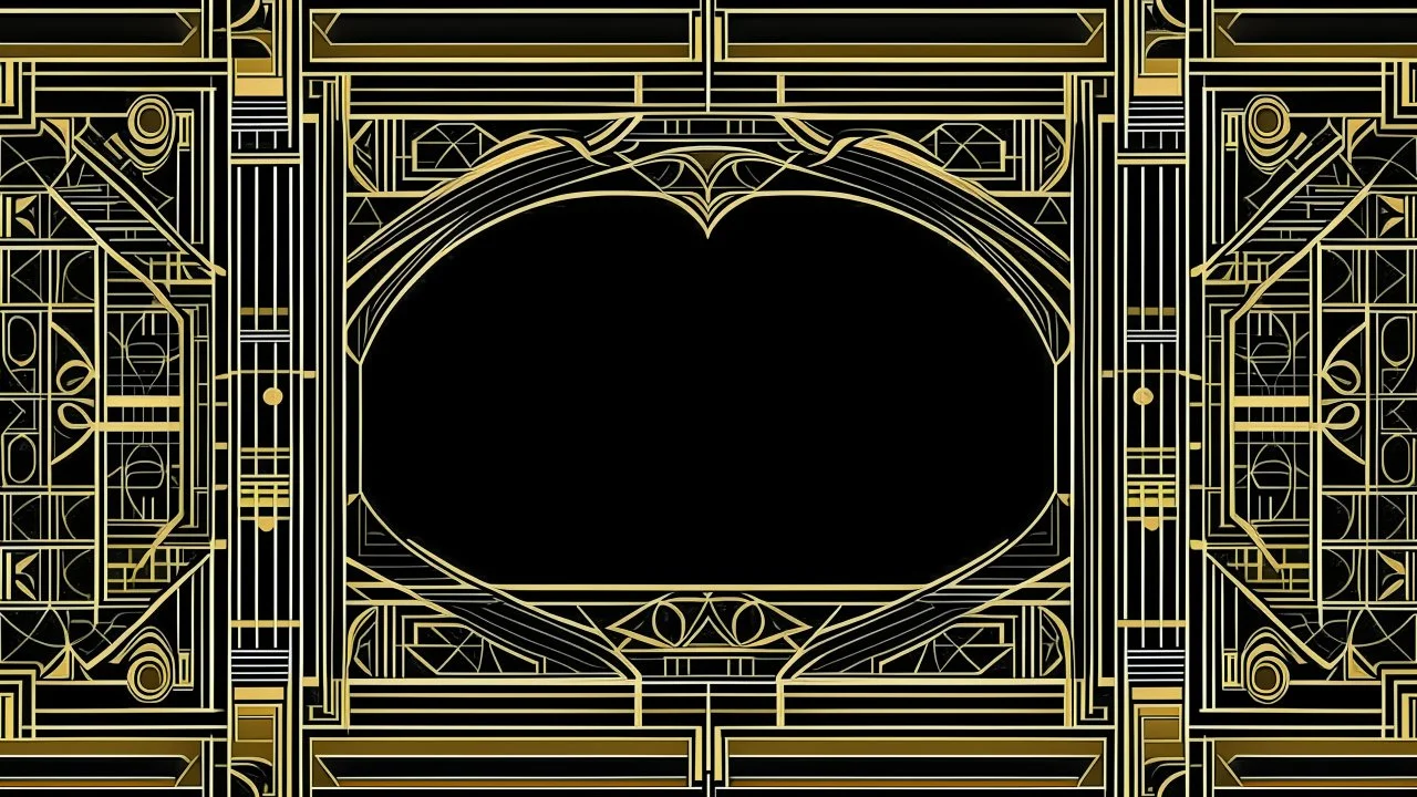 gold art deco delicately designed border on a black background