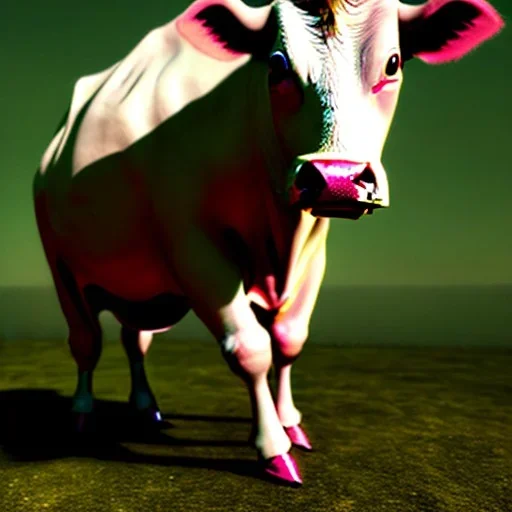 A cow wearing a pantsuit