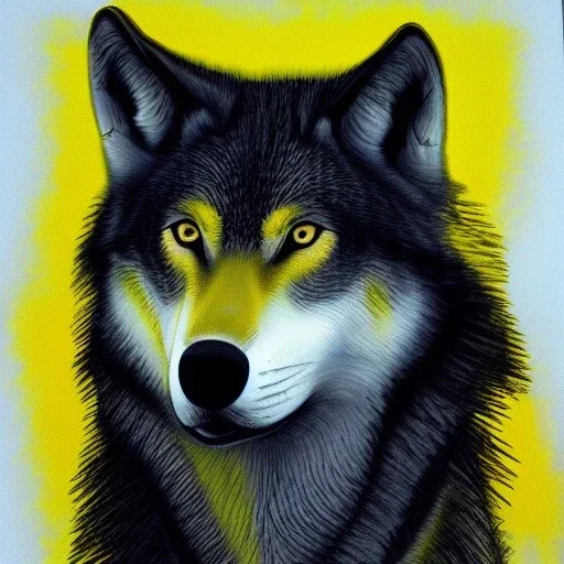 Black red and yellow wolf