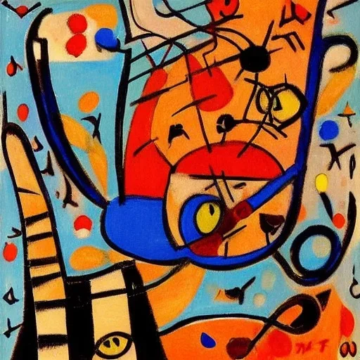 the cat travels in the Barcelona by da Miro