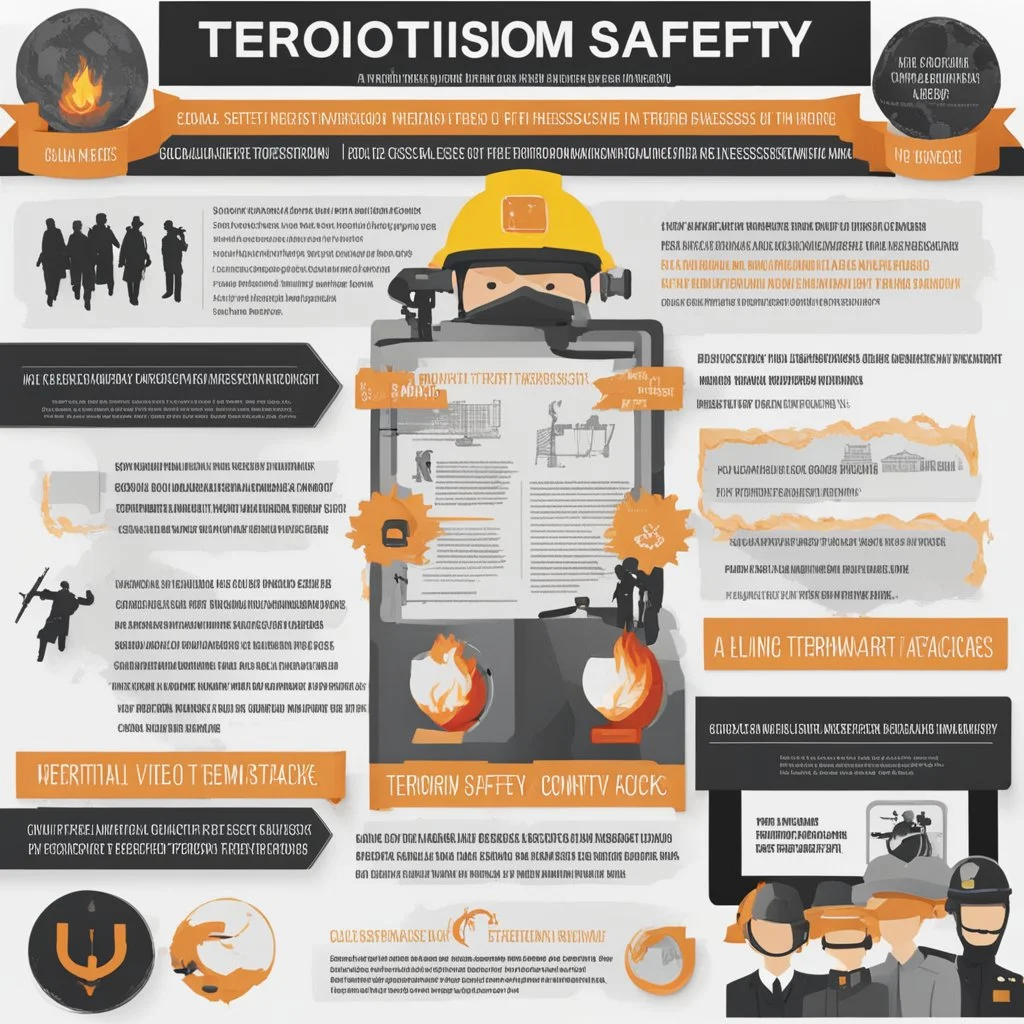 **Content Art:** A unique unisex educational video script on fire safety measures in the context of terrorist attacks, aiming to equip the public with essential knowledge and skills. **Appearance:** Unisex content art that encapsulate the essence of counter-terrorism, global civilian/public/humanitarian rights preservation, conservation, and vigilance. The goal of these pieces would be to shed light on the importance of counter-terrorism efforts and the preservation of global civilian/public/hum