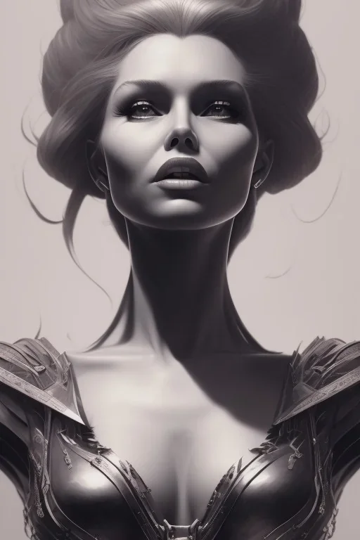 Brigitte Bardot as evil queen in black leather, leather, busty, cleavage, angry, stern look. character design by cory loftis, fenghua zhong, ryohei hase, ismail inceoglu and ruan jia. unreal engine 5, artistic lighting, highly detailed, photorealistic, fantasy.