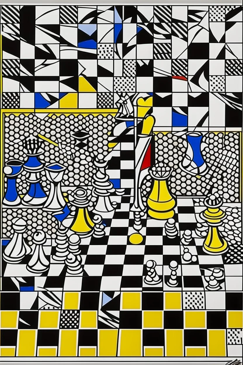 5d chess in the style of roy lichtenstein