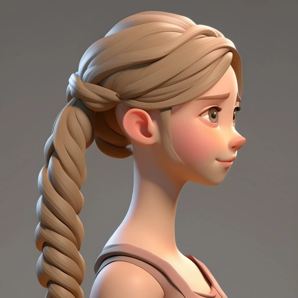 simple female 3d character hair
