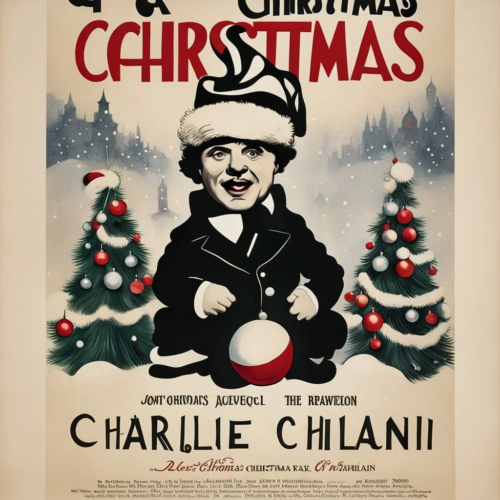 Poster for a Christmas movie directed by Charlie Chaplin