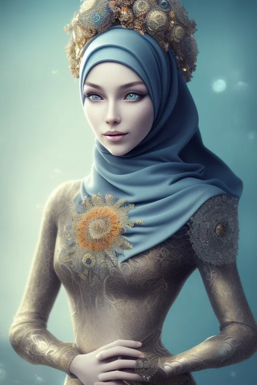 hijab portrait, 8k resolution, flower head and body, beautiful