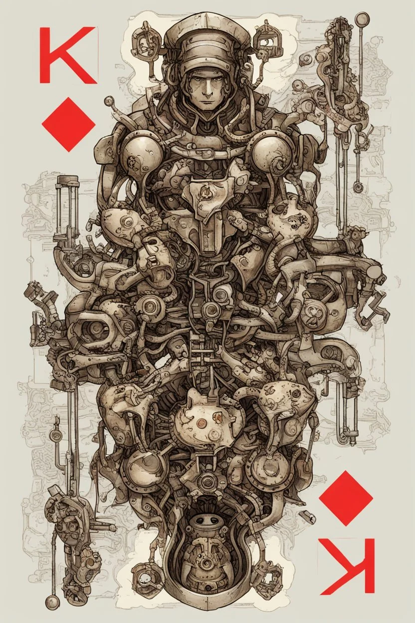 Bordered digital illustration of a shriveled homunculus hidden with a mechanical Mecha integrated with a throne. in the style of kaja foglio, Alchemy, Symbolism and Hermeticism. High quality, masterpiece. Dungeons And Dragons