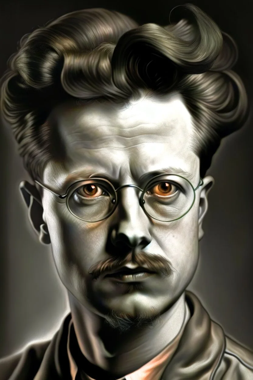 Hyperrealistisch Leo Trotsky als junger Mann, scharfsinniger Blick