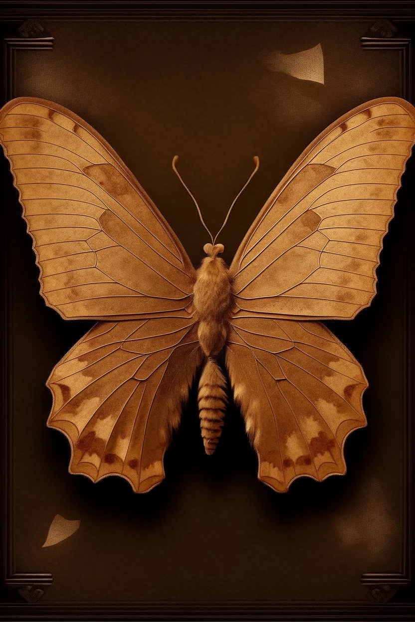 The cover of an album song in the shape of a light brown butterfly