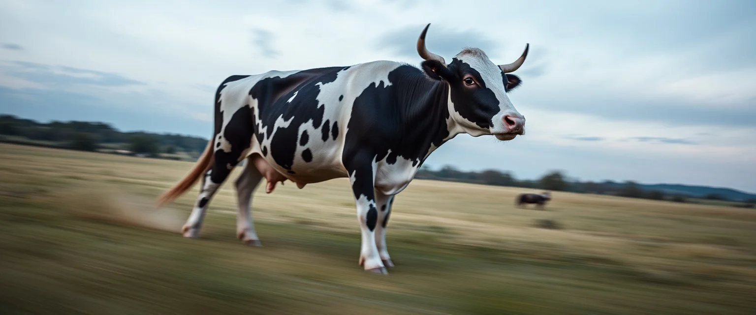 hi speed rc drone cow, motion blur, through fields