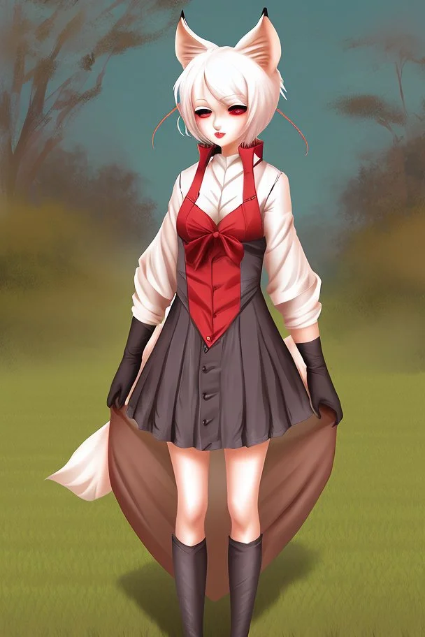 Kitsune Vampire girl with farmer clothes