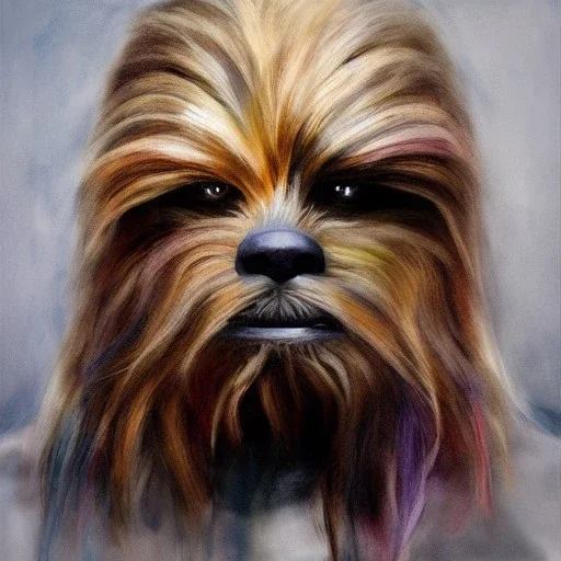 photorealistic and intricate chewbacca by Agnes Cecile, soft natural colors, hyperdetailed, 32K, oil on canvas,