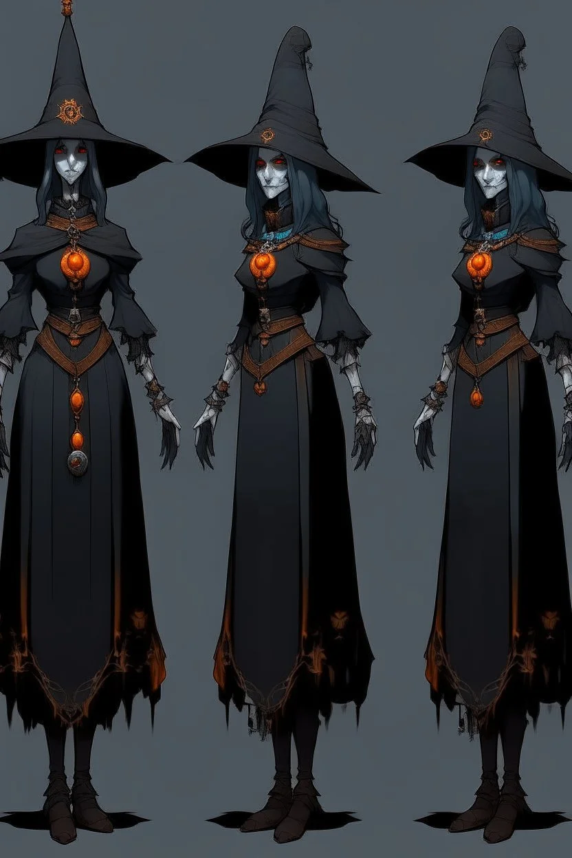 witch necromancer female dress turnaround