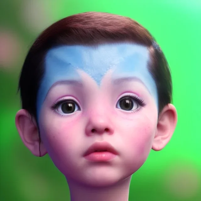 Wearing make up avatar in pandora toddler, full body, Pandora background