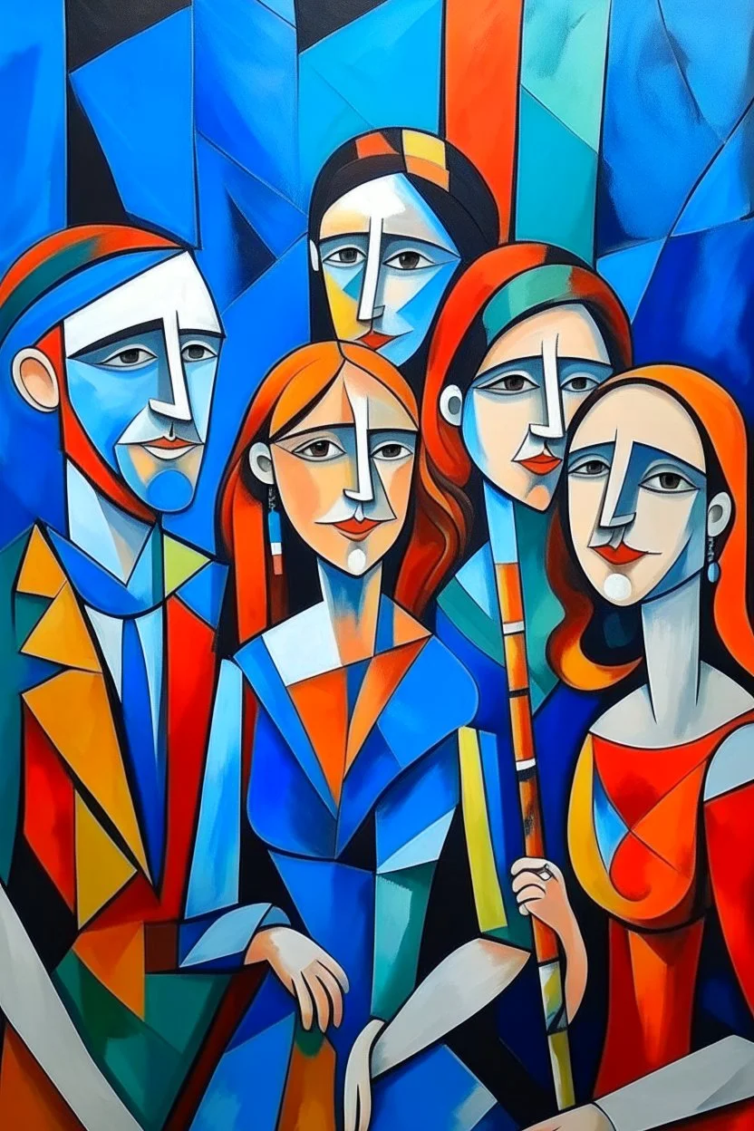 picasso style cubism 5 people