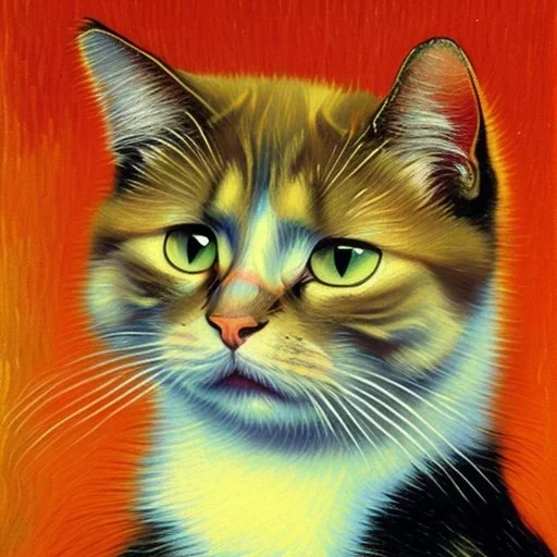 Portrait of a cat by Van Gogh