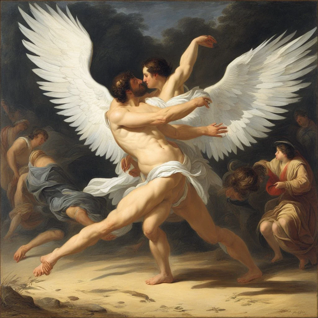 [art by FRANÇOIS MIVILLE-DESCHÊNES] Jacob wrestling with angel