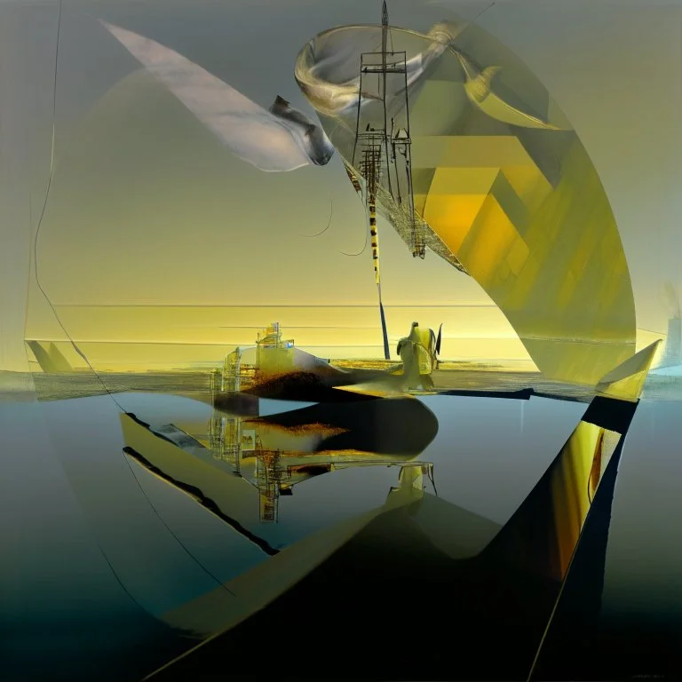 dusk landscape with lake,boat and human body, universe-like Soap Bubble,complex surgical instruments mixed with human body-like musical instruments,minimalism,Painting By Adrian Ghenie, Rene Magritte, Salvador Dali, Lucian Freud