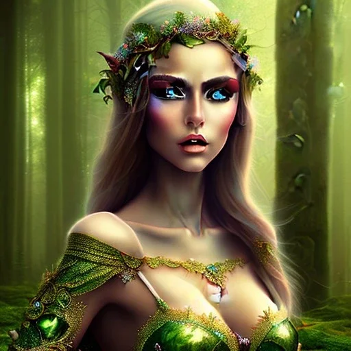 romantic fantasy spray painting, megical forest, portrait of elf