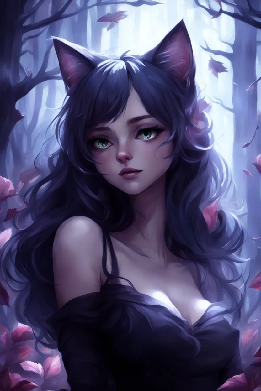 CAT GIRL, FANTASY, FORESTY, VINES, SOULLESS