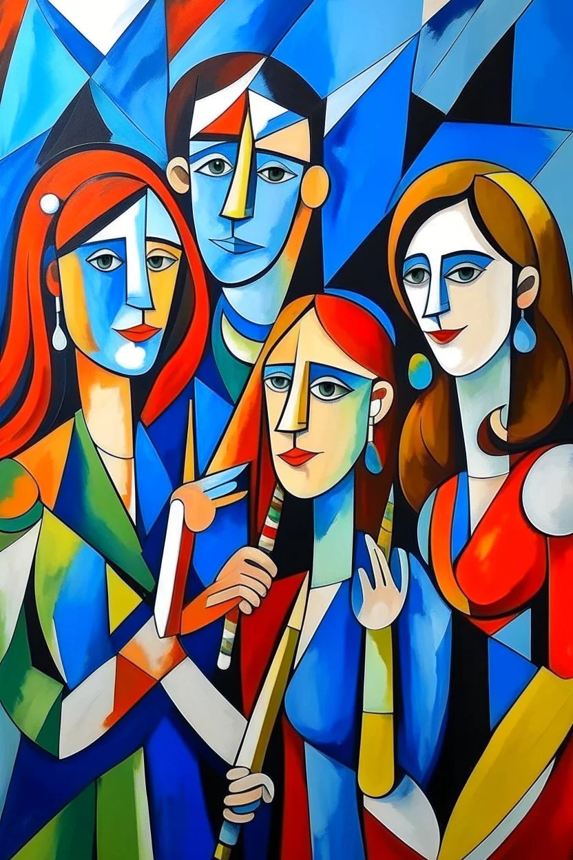 picasso style cubism 5 people