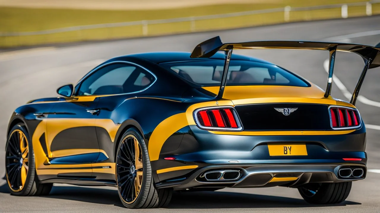 Bentley Mustang fusion on road rear view