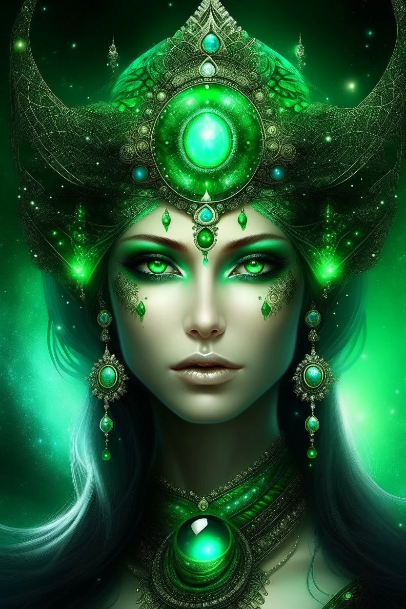 Galactic beautiful woman green eyed empress