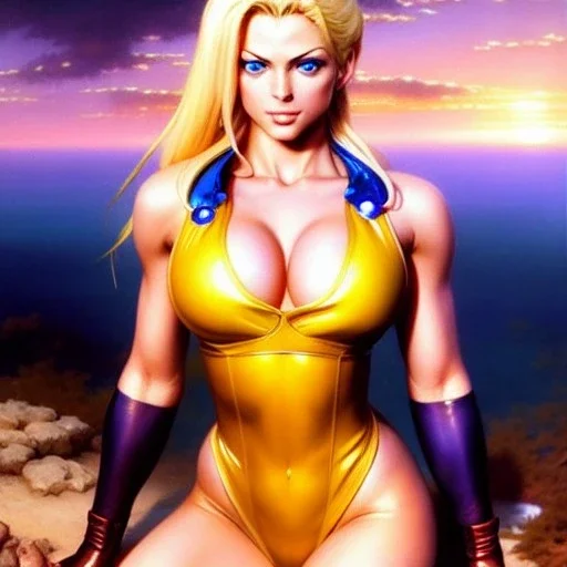 fullbody portrait of 'beautiful blonde Sexy busty naked cammy(street fighter)',wearing skintight latex bikini suit,hyperrealistic skin,Hyperrealistic crystal clear eyes,painting by gaston bussiere, greg rutkowski, yoji shinkawa, yoshitaka amano, tsutomu nihei, donato giancola, tim hildebrandt, oil on canvas, cinematic composition, extreme detail,((fit full head inside picture)),32k