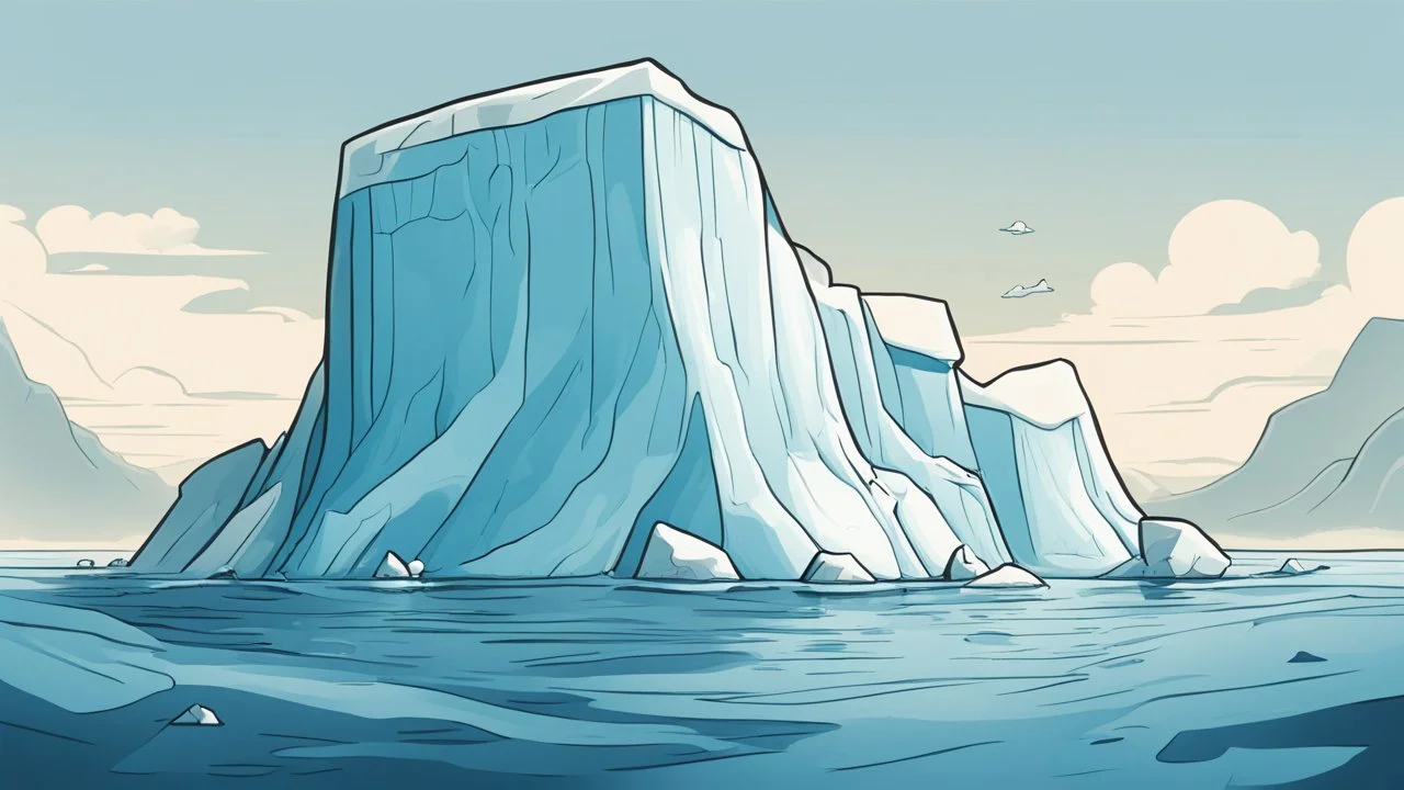 cartoon illustration: flat top iceberg