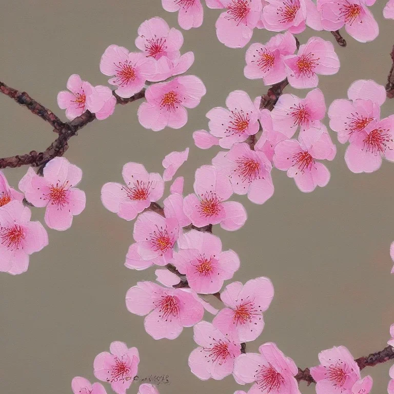 a detailed painting of a Japanese Cherry Blossom, seamless pattern, oil on canvas