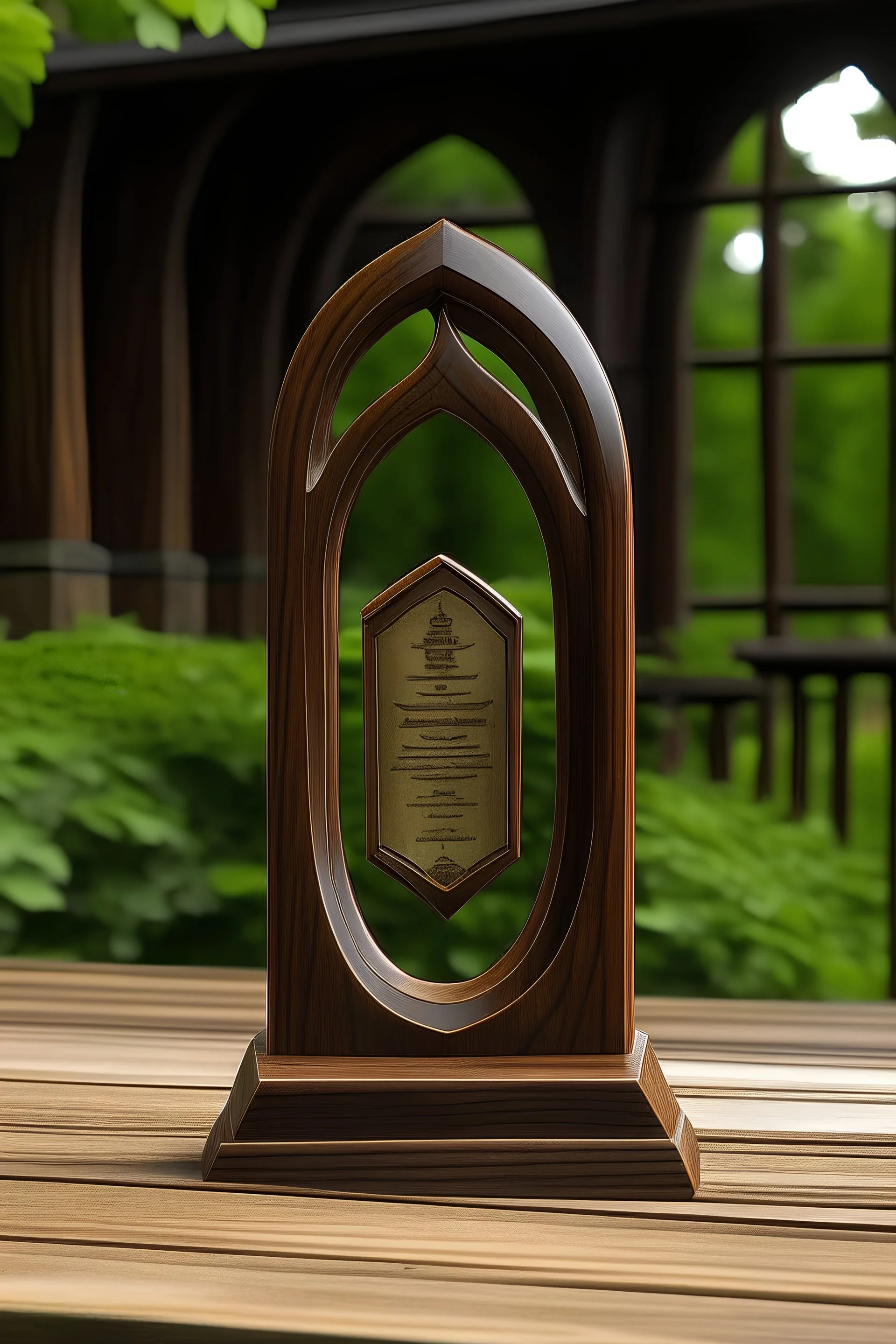 long arched wooden plaque