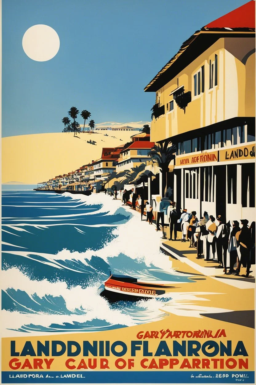 VISIT LANDIFORNIA [Affiches vintage by Gary Godel] Famous iconic landifornia estacade de Capbreton, entrée du port sous les vagues