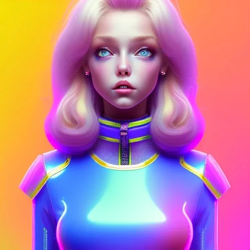 blonde woman teenager, purpurin, latex dress, gradient color, BLUE, PINK, CYAN, neon, insanely detailed, 16k resolution, perfect eyes, cinematic smooth, intricate detail