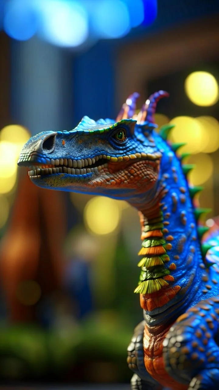 dinosaur with long neck wearing a party bow, shot on Hasselblad h6d-400c, zeiss prime lens, bokeh like f/0.8, tilt-shift lens 8k, high detail, smooth render, down-light, unreal engine, prize winning