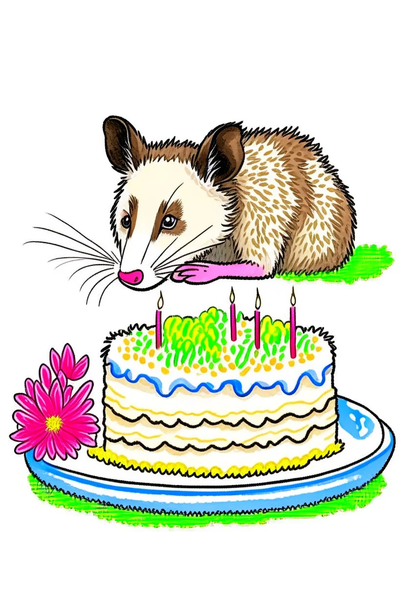 Possum and birthday cake logo
