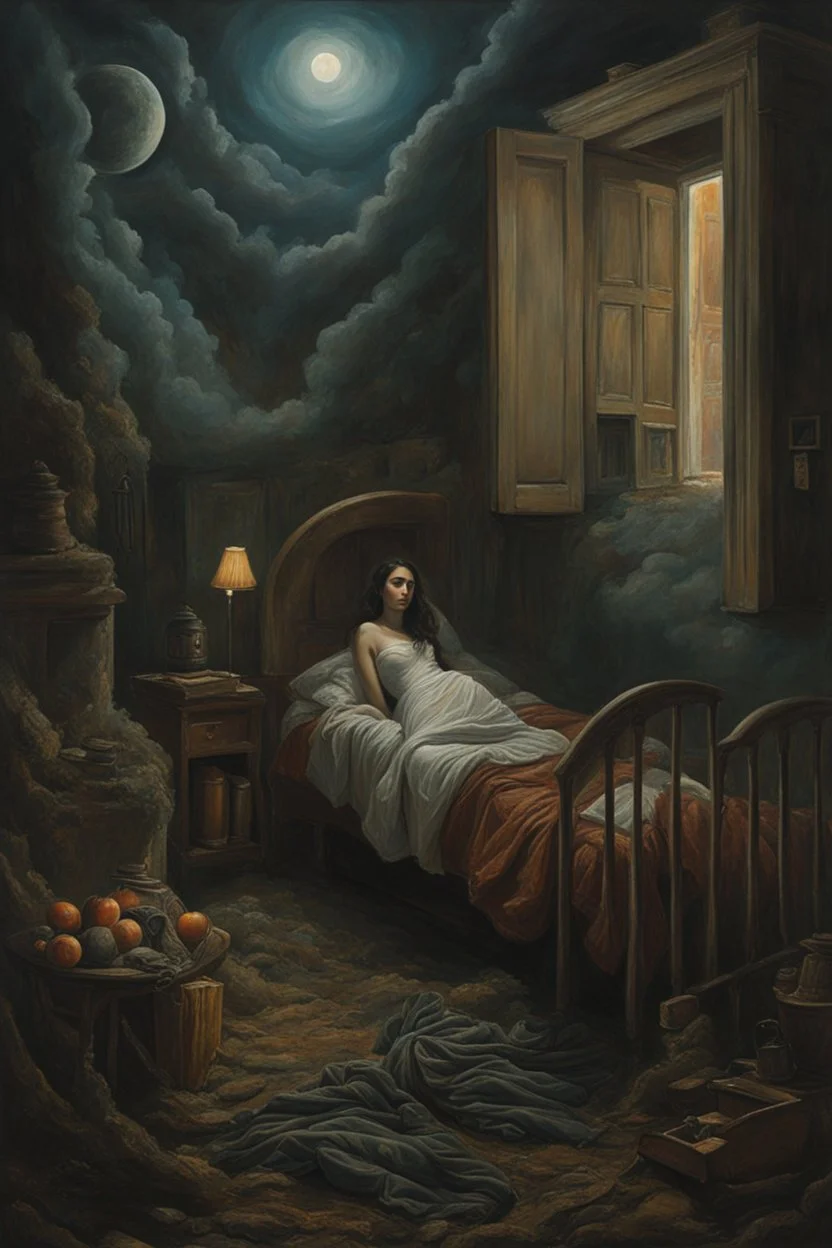 belittled dreams accusing the dreamer. horror setting. painted by Alexandros Pyromallis