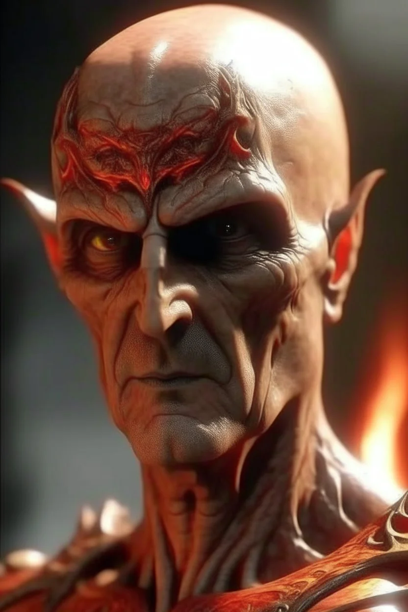 The devil , looking at you ,red skin, scales, unreal engine 6, high detail, intricate, cinematic. photoshoot style, intricate, studio lighting, masterpiece , highly detailed, 8k, best quality, fire, smoke, dramatic,d,<lora:mshn:0.7>,<lyco:Warrior_Couture:0.5>,