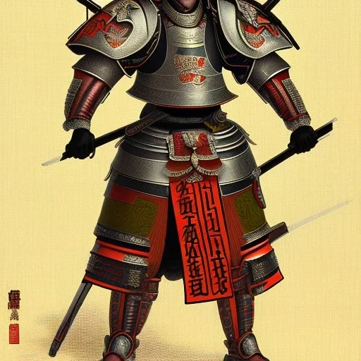 Ukiyo-e Style , Male Samuri in armour
