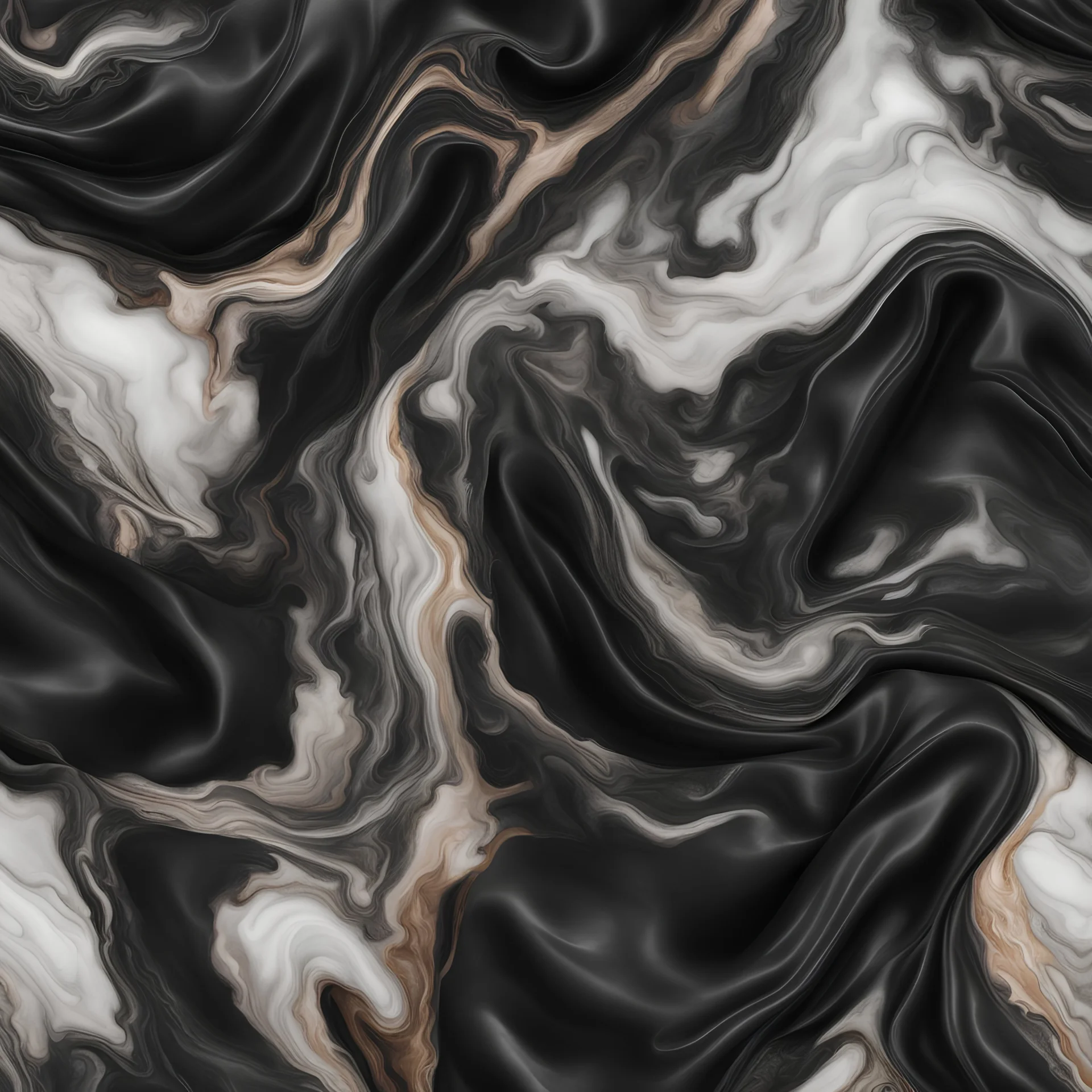 Hyper Realistic marble texture on black silk