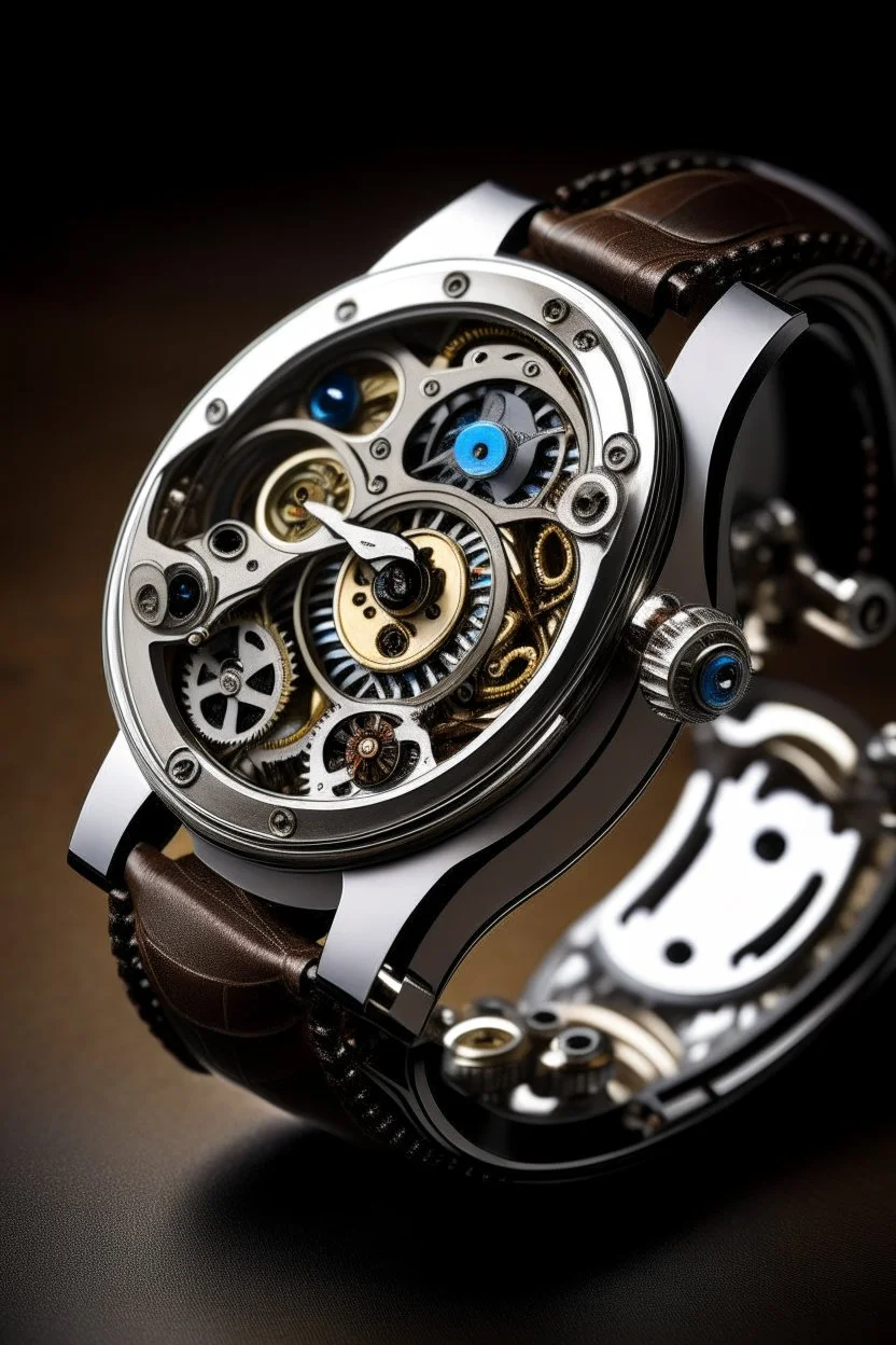Produce an image of a jump hour watch surrounded by gears and mechanical elements, emphasizing the intricate craftsmanship and engineering that goes into creating these unique timepieces."