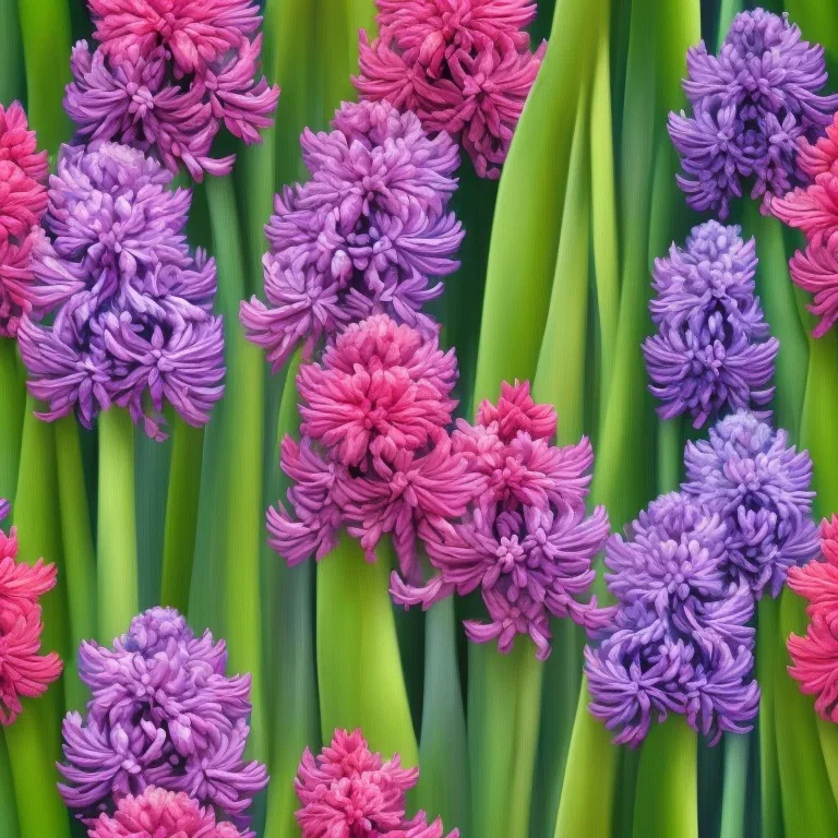 a highly detailed oil painting of a Hyacinth seamless pattern