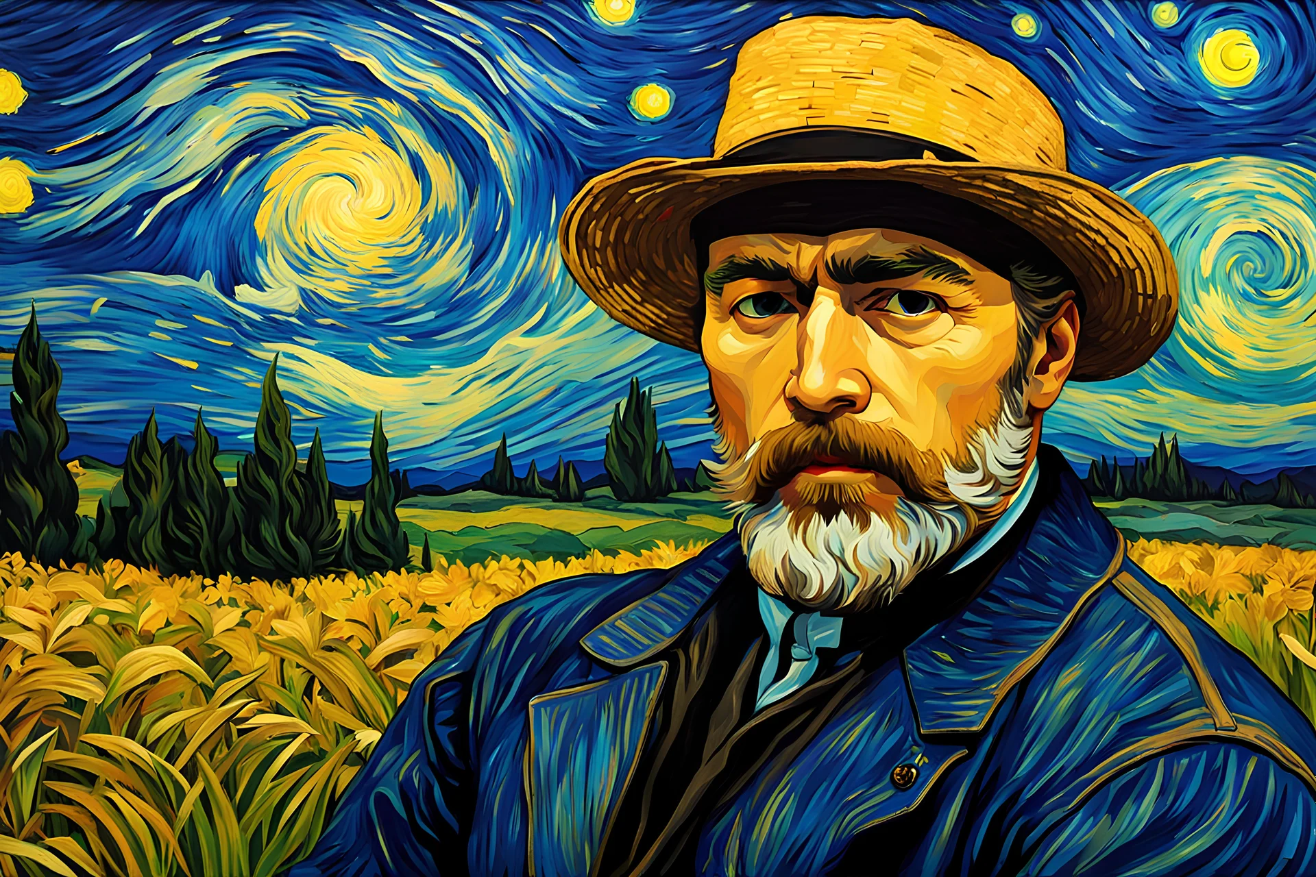 (kawasaki, cago, crico, estriper) meme, van gogh art style